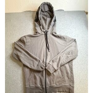 HUGO Boss Mens Full Zip Hoodie Taupe Grey Logo Hood Sweatshirt Size M